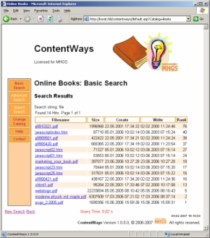 Screenshot vom ContentWays Web Frontend